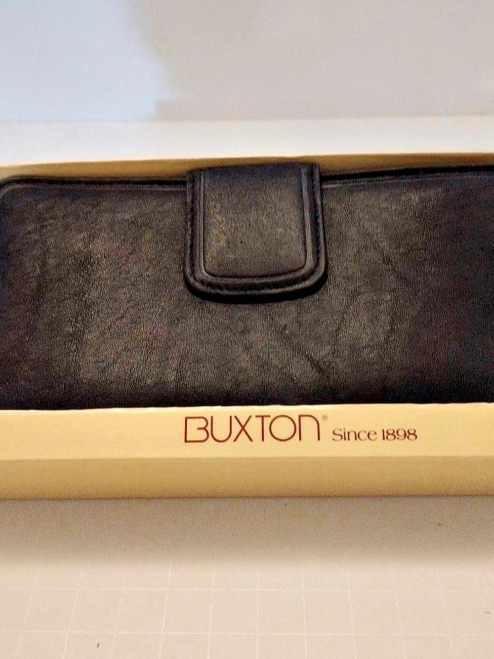 Buxton Leather Organizer Clutch Checkbook Wallet Black New in Box